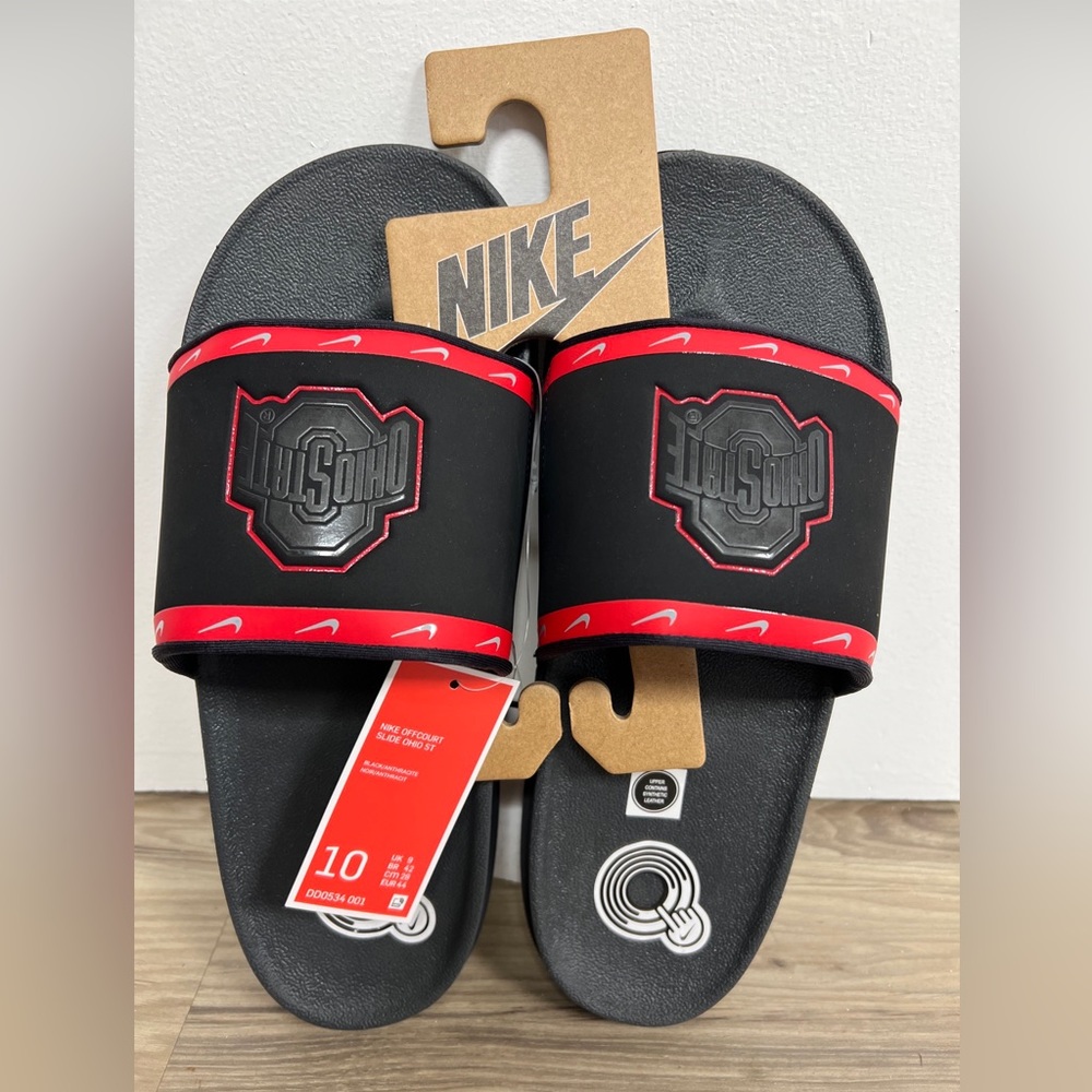 NIKE OHIO STATE OFFCOURT SLIDES SANDALS BLACK/RED DD0534-001 BUCKEYES New